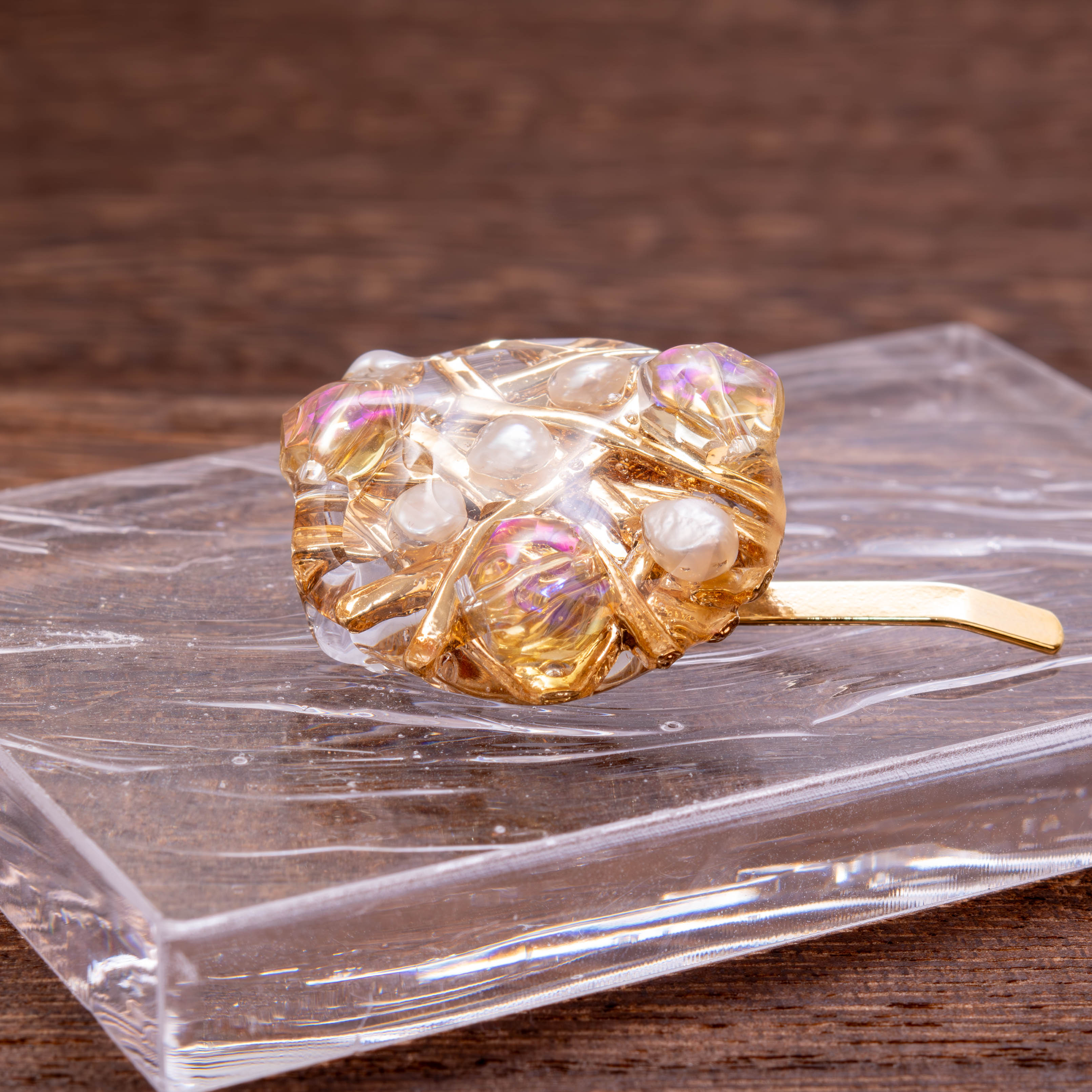 虹彩✨ 淡水パール ポニーフック シルバー パープル フォーマル ビワ 髪飾 パール ポニーフックの通販