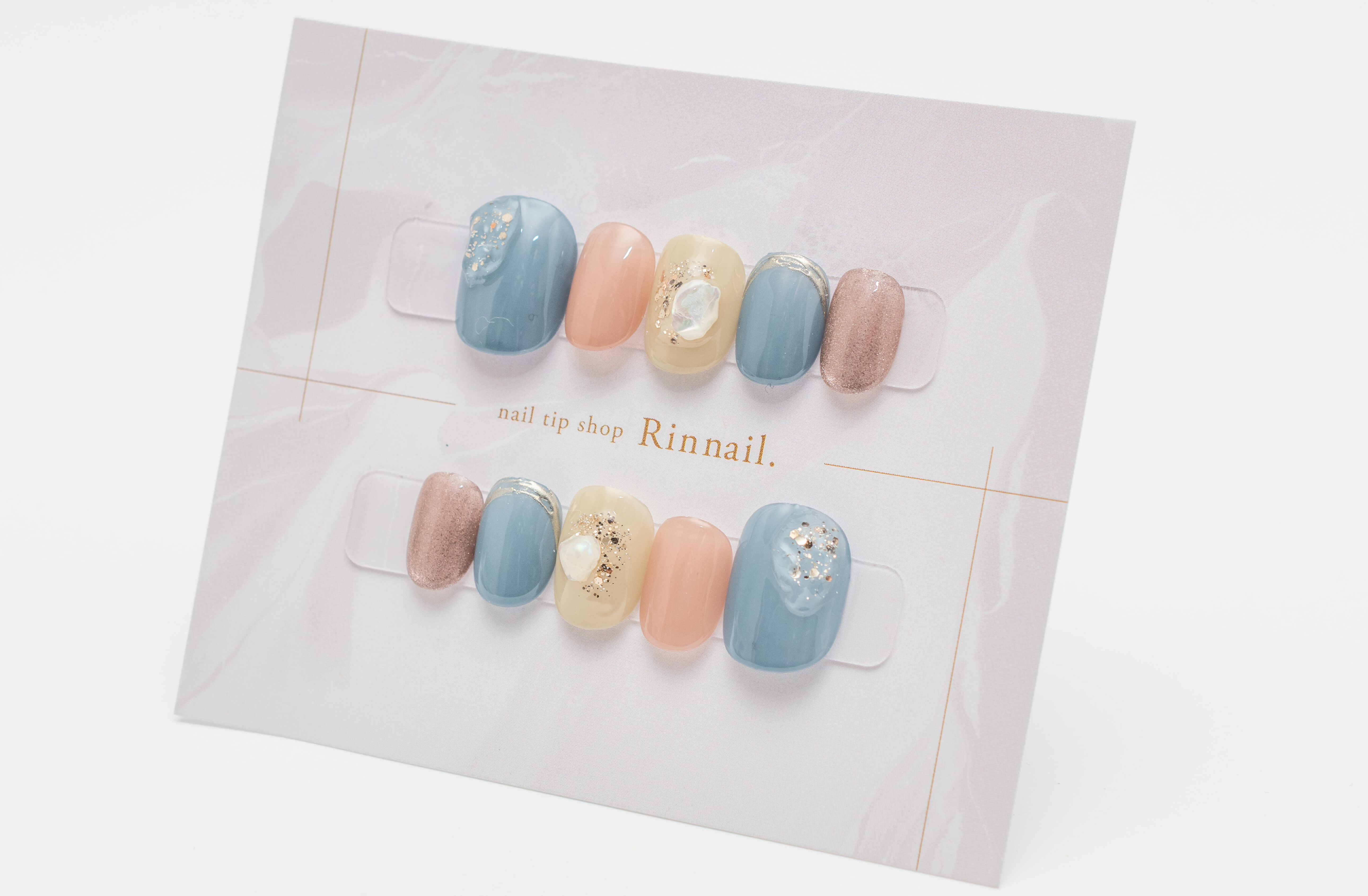 Rin nail様🌻ニュアンスブルー×シェルネイルチップ